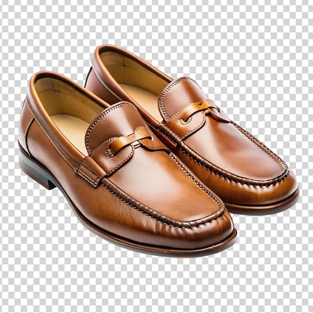 Brown loafers with a buckle on transparent background