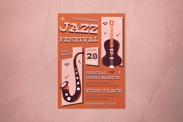 Brown Mid Century Jazz Festival Flyer