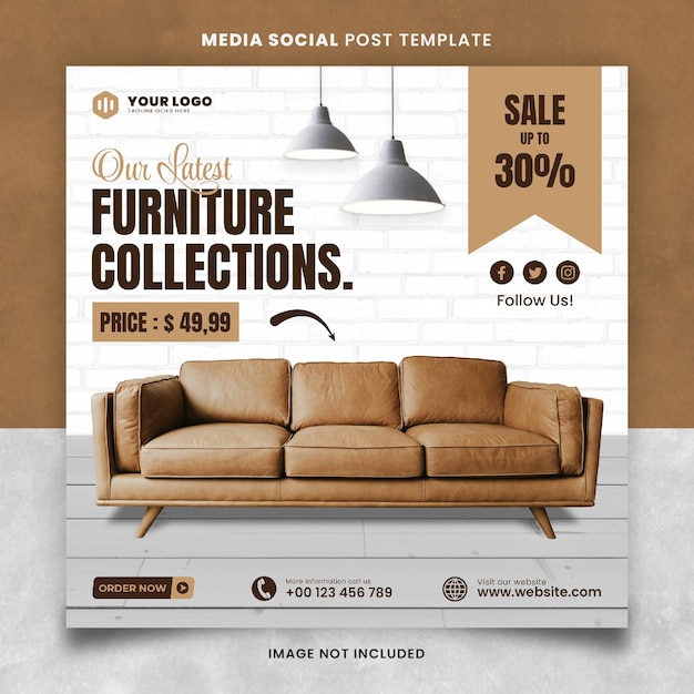 Brown Our Latest Furniture collections Media Social Post Template