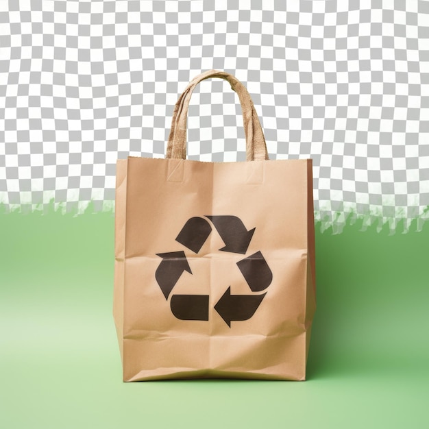 a brown paper bag with a recyclable logo on it