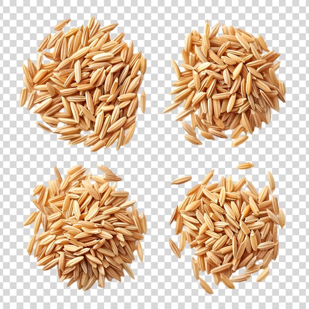 Brown rice grains isolated on a transparent background