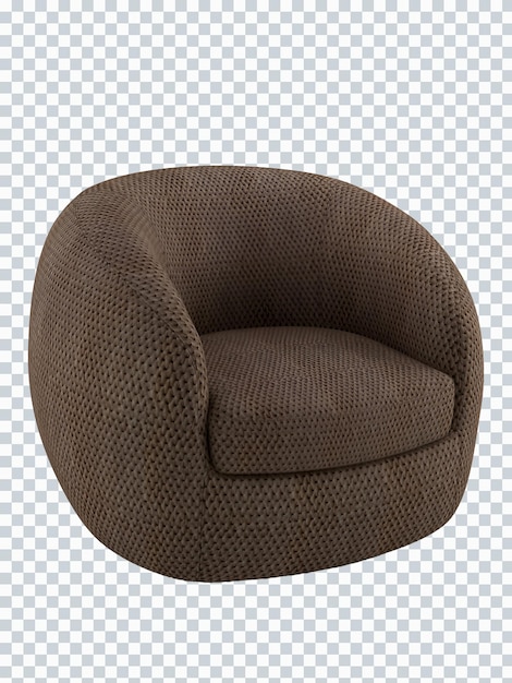 Brown rounded single chair mockup. Perspective. Transparent.