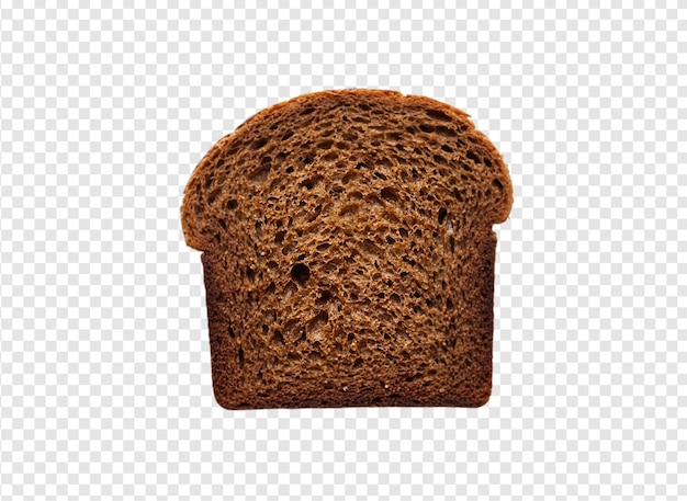 Brown rye bread slice isolated on a transparent background