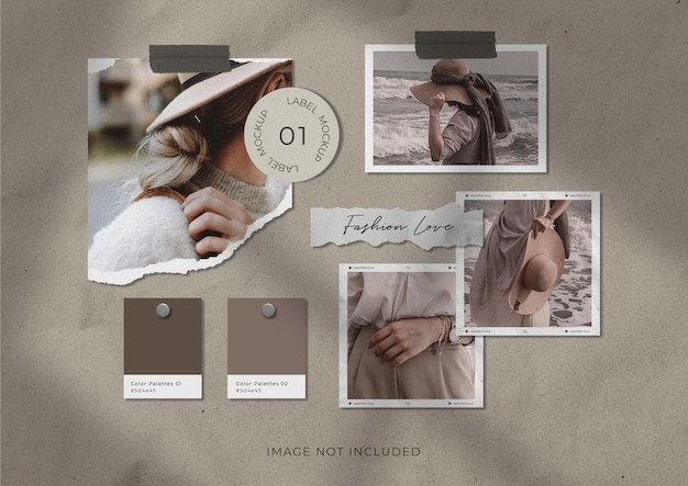 Brown simple stylish photo frame set moodboard mockup