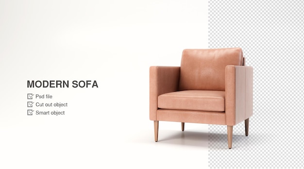 Brown sofa design template isolated