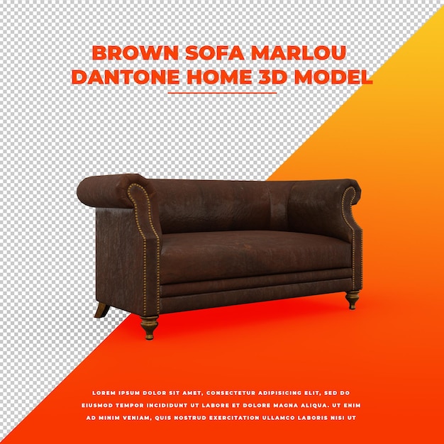 Brown Sofa Marlou Dantone home isolated 3d model