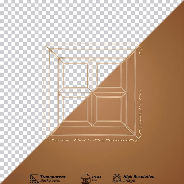 PSD brown square chocolate outline icon isolated on transparent background