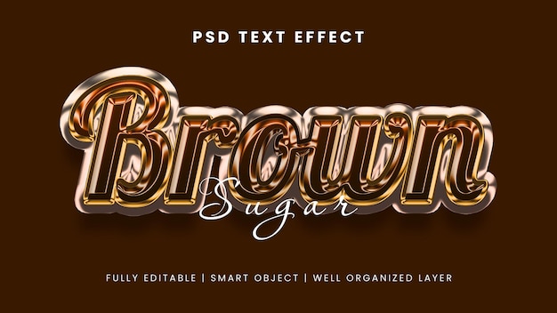 Brown sugar 3d text effect luxury