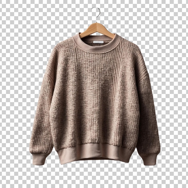 a brown sweater with a brown design on it isolated on a transparent background