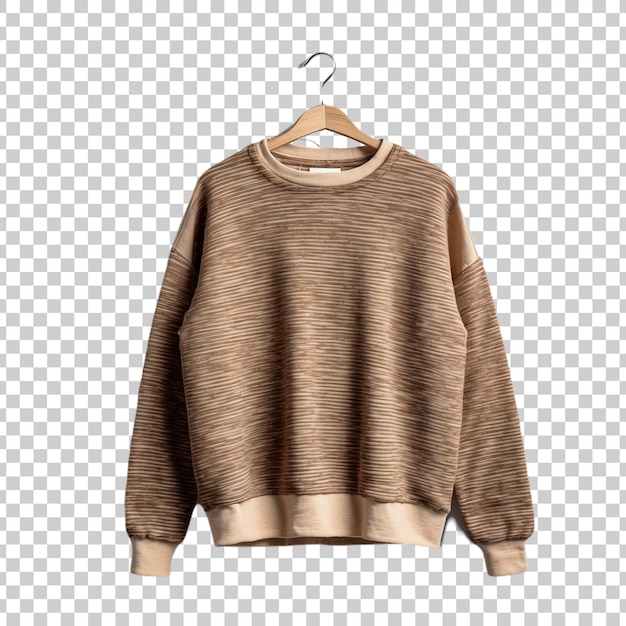 a brown sweater with a brown design on it isolated on a transparent background