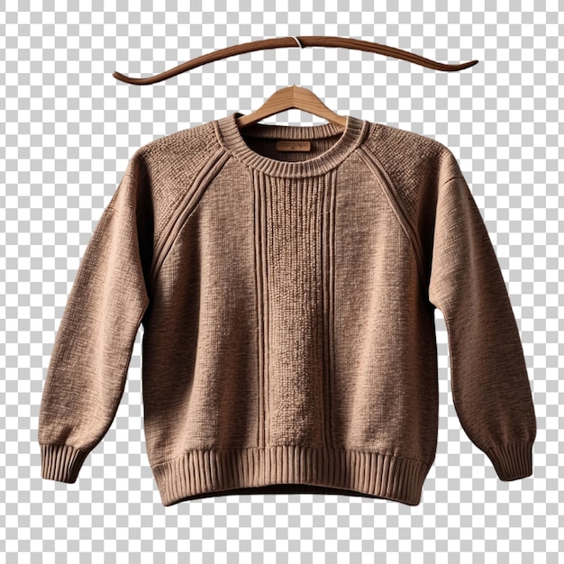 a brown sweater with a brown design on it isolated on a transparent background