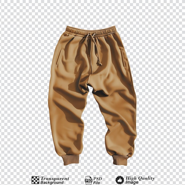 Brown sweatpants for sports isolated on transparent background