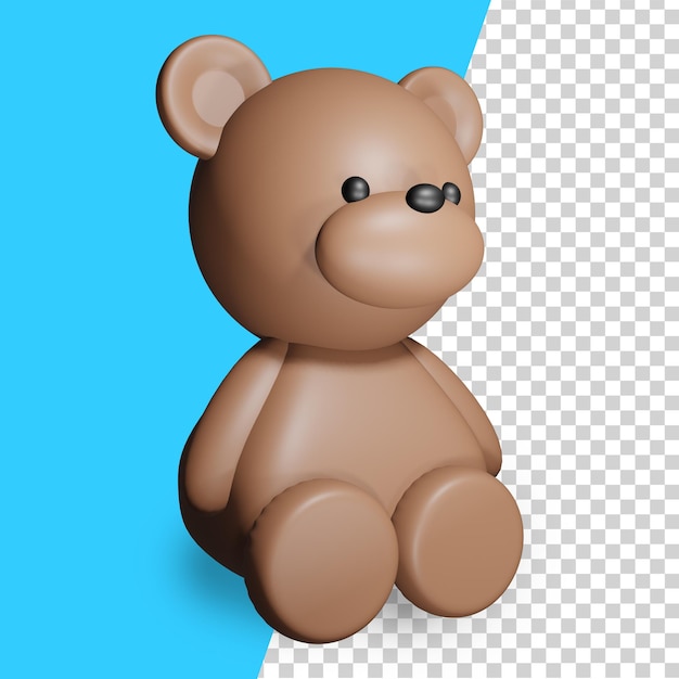 A brown teddy bear sitting on a blue background with the word teddy on it.