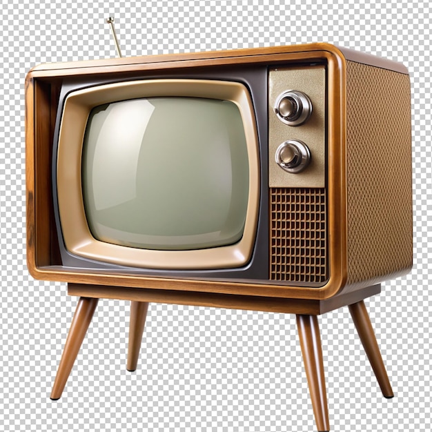 PSD a brown television set with a brown top and a brown wooden stand