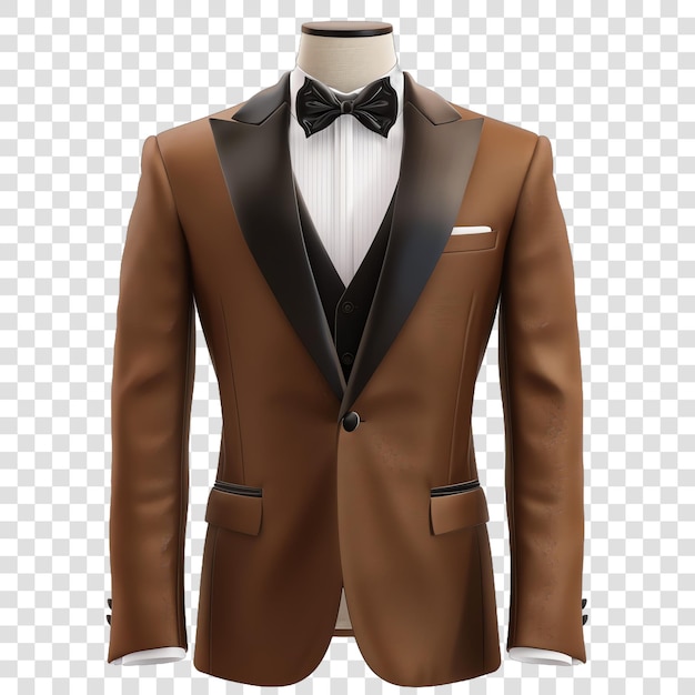 PSD brown tuxedo suit realistic