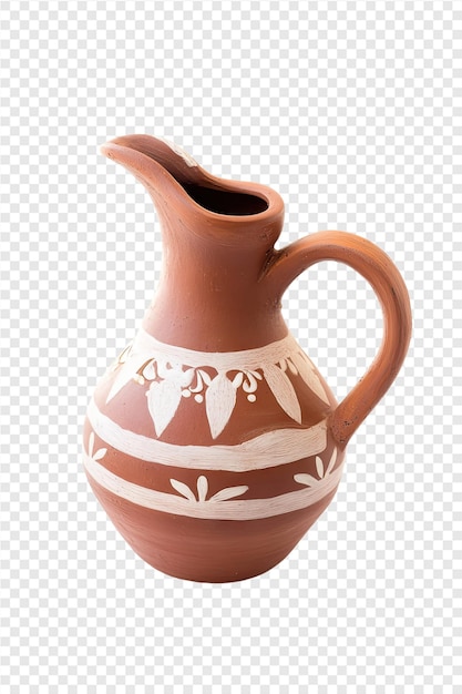 PSD a brown and white jug with a design on the front