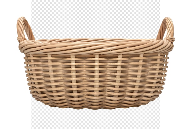 a brown wicker basket with a handle