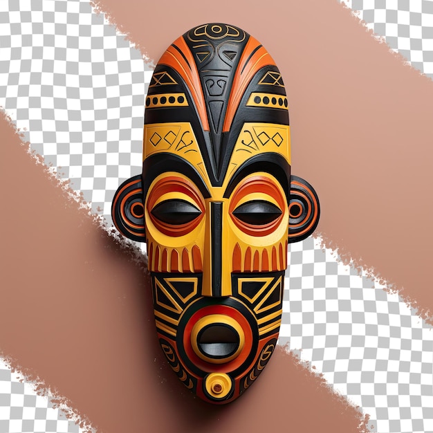 Brown wooden ceremonial mask transparent background