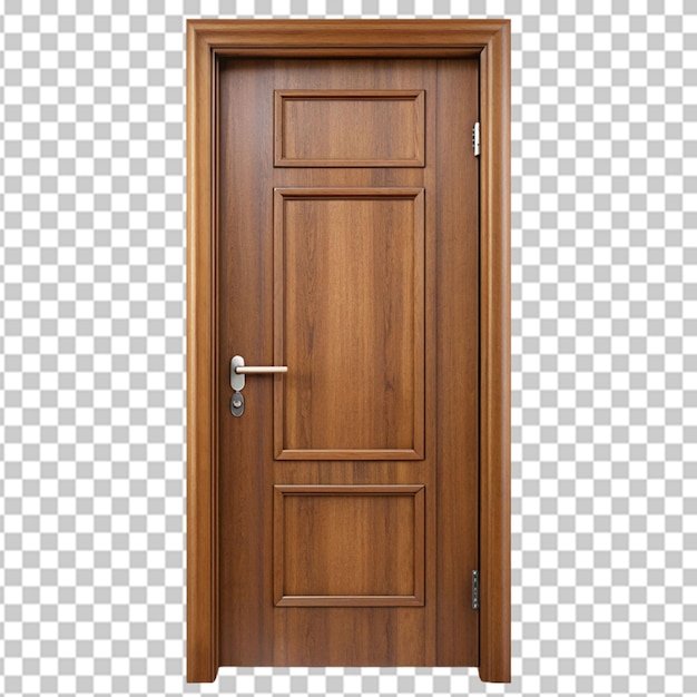 brown wooden door on transparent background