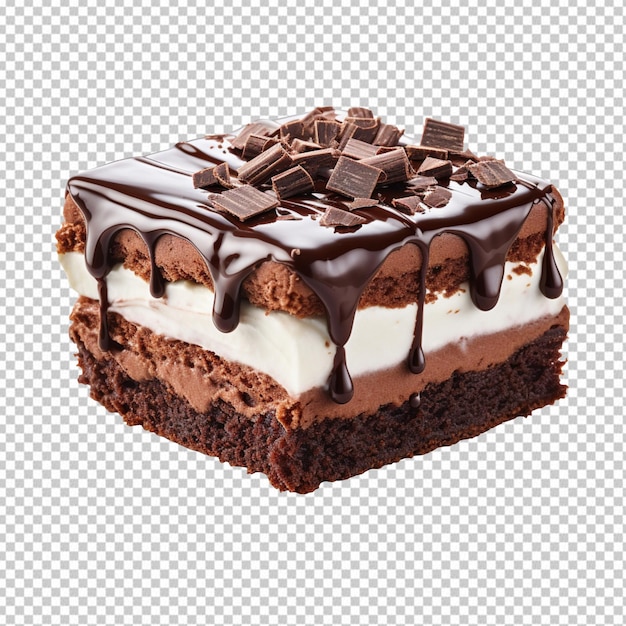 Brownie cake piece isolated on transparent background