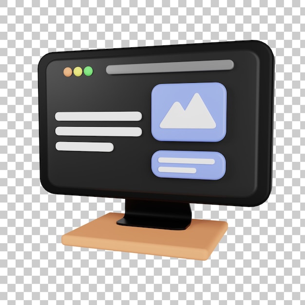 Browser in computer 3D Illustration