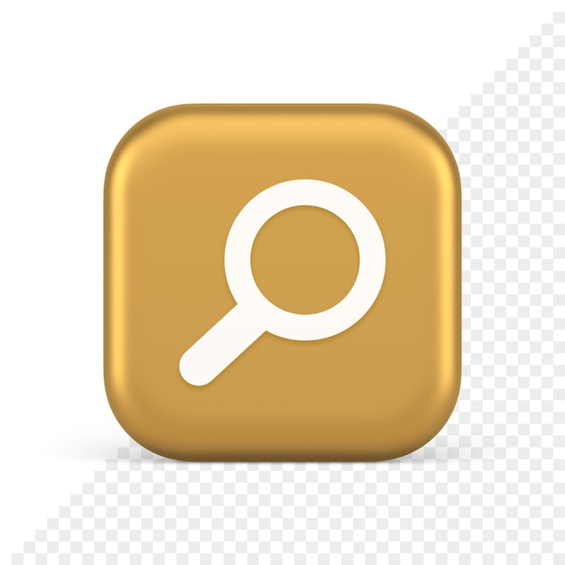 Browsing internet searching button magnifying glass analyzing information 3d realistic icon