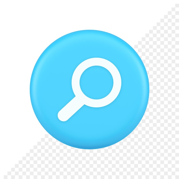 Browsing internet searching button magnifying glass analyzing information 3d realistic icon