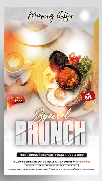 PSD brunch offer instagram story banner