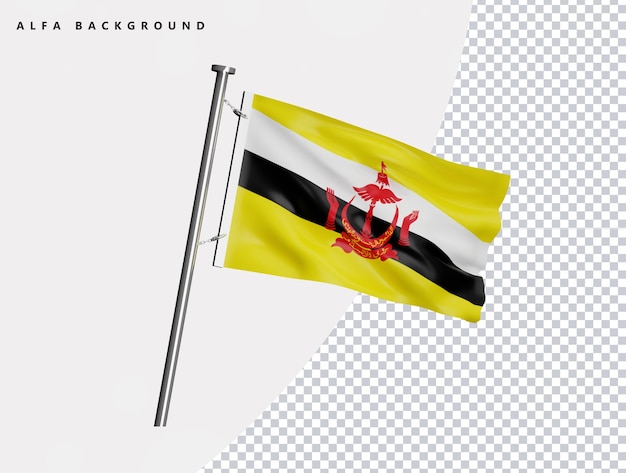 Brunei high quality flag in realistic 3d render