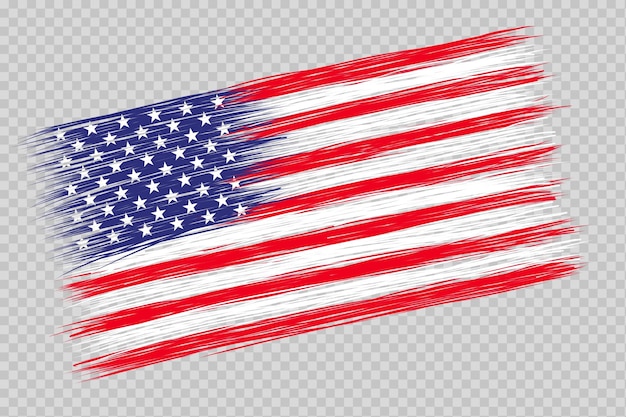 PSD brush flag united states of america transparent background usa brush flag design template element