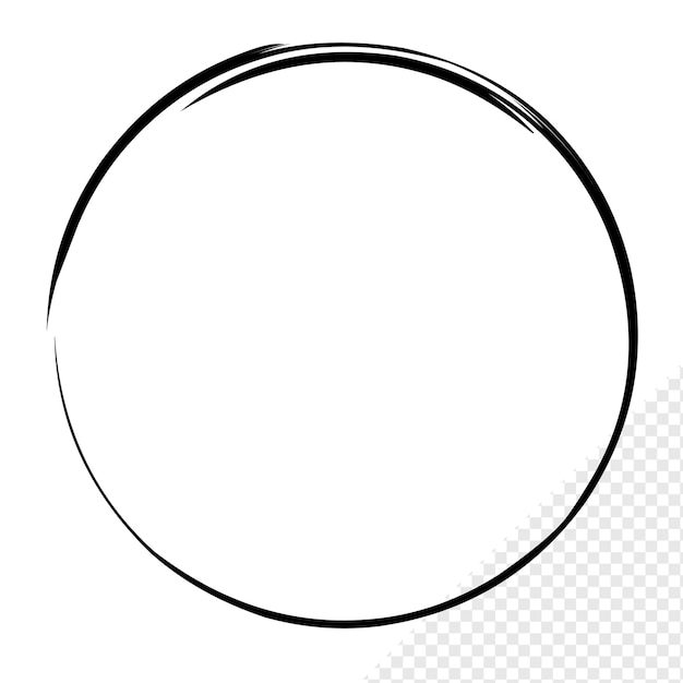 PSD brush stroke frame circle design element transparent basic shape circle frame brush stroke black