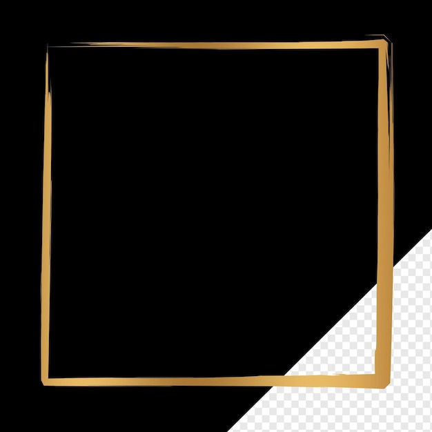 PSD brush stroke frame rectangle design element transparent basic shape square frame brush stroke gold