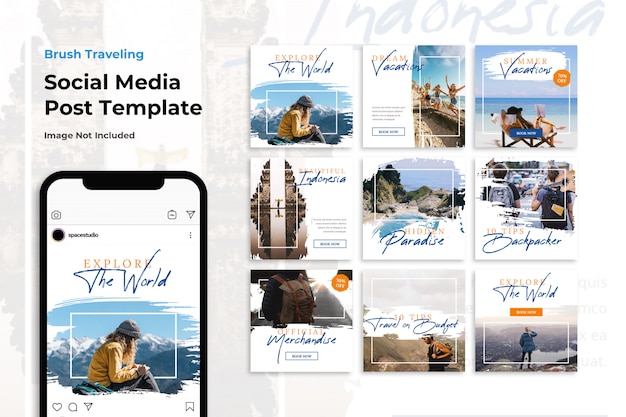 Brush Travel Adventure Social Media Banner Instagram Templates