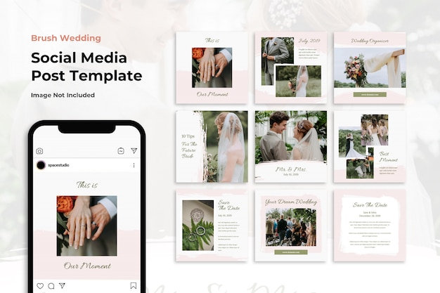 Brush Wedding Social Media Banner Instagram Templates