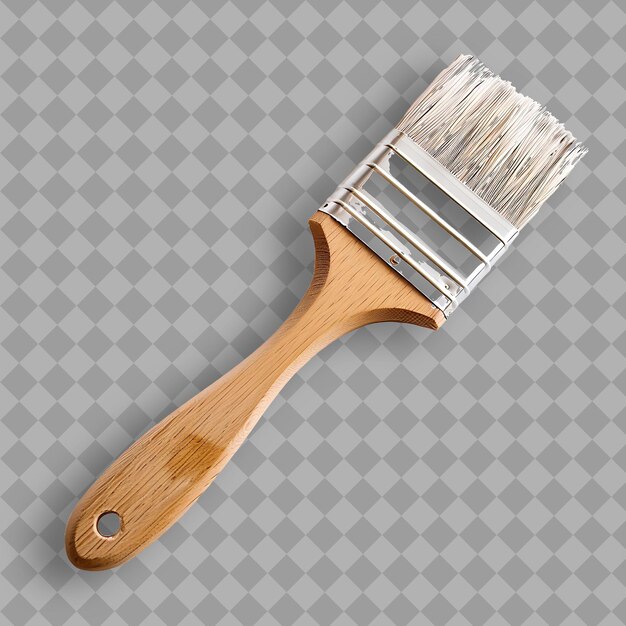 PSD a brush with a wooden handle is next to a white background