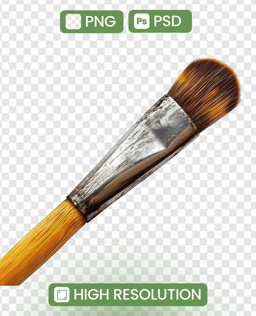 PSD a brush with a wooden handle and a silver tip