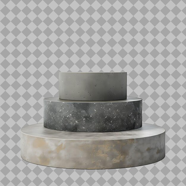 PSD brutalist style podium made of grey steel with a raw and ind png object on clean background