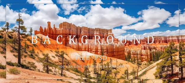 PSD bryce canyon national park hoodoos under a blue sky