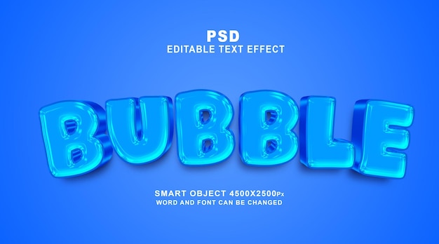 Bubble 3d editable text effect PSD template with cute background