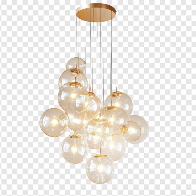 PSD bubble chandelier front view full length isolate on transparency background