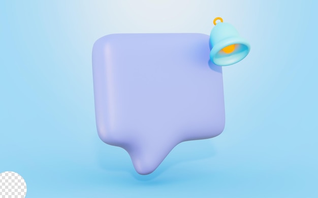 bubble chat with notifications bell sign 3d render concept for message communication alert