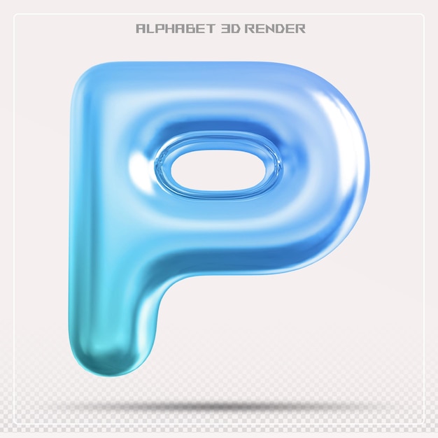 Bubble letter P font gradient Alphabet 3d render