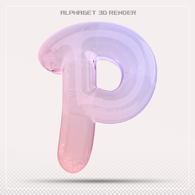 Bubble letter P font gradient Alphabet 3d render