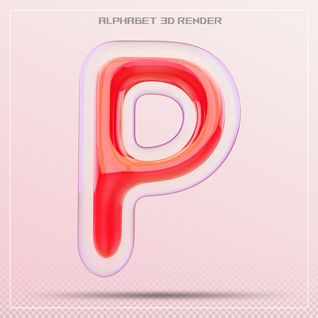 bubble letter P font rad Alphabet 3d render