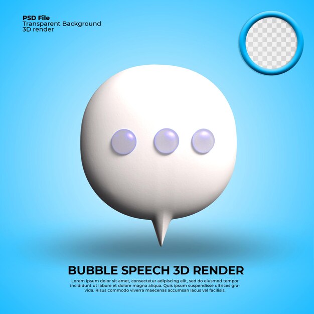 bubble speech 3D render PNG Transparent