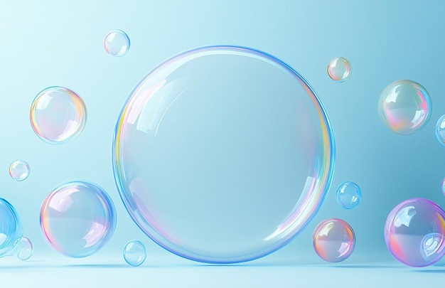 a bubble with bubbles that is blue and yellow and has bubbles in it