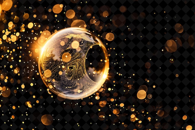 PSD a bubble with gold glitter and a black background