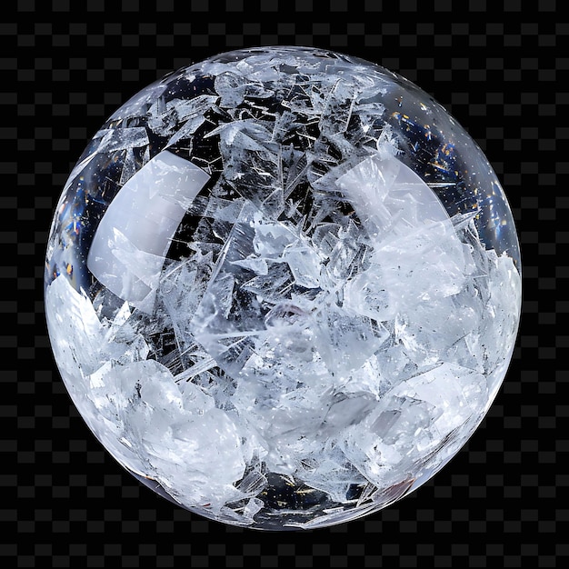 a bubble with ice and a black background