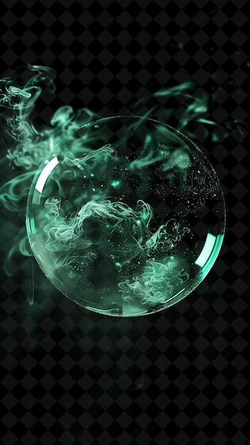 a bubble with smoke that is green and black