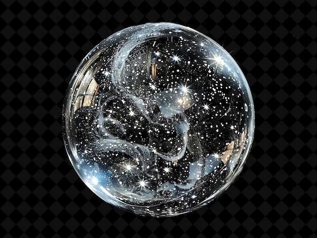 a bubble with a space ship in it and the space in the center